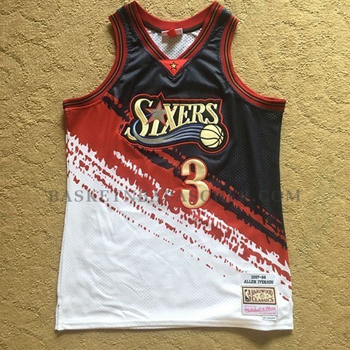 Maillot Philadelphia 76ers Allen Iverson Mitchell & Ness Noir Rouge